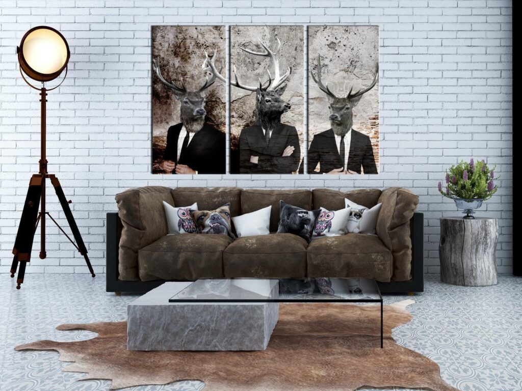 Schilderij - Deer in Suits I