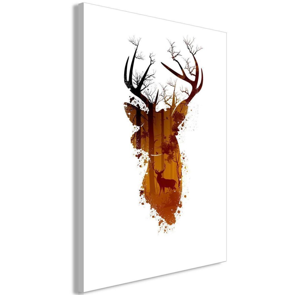 Schilderij - Deer in the Morning (1 Part) Vertical - Afbeelding 2