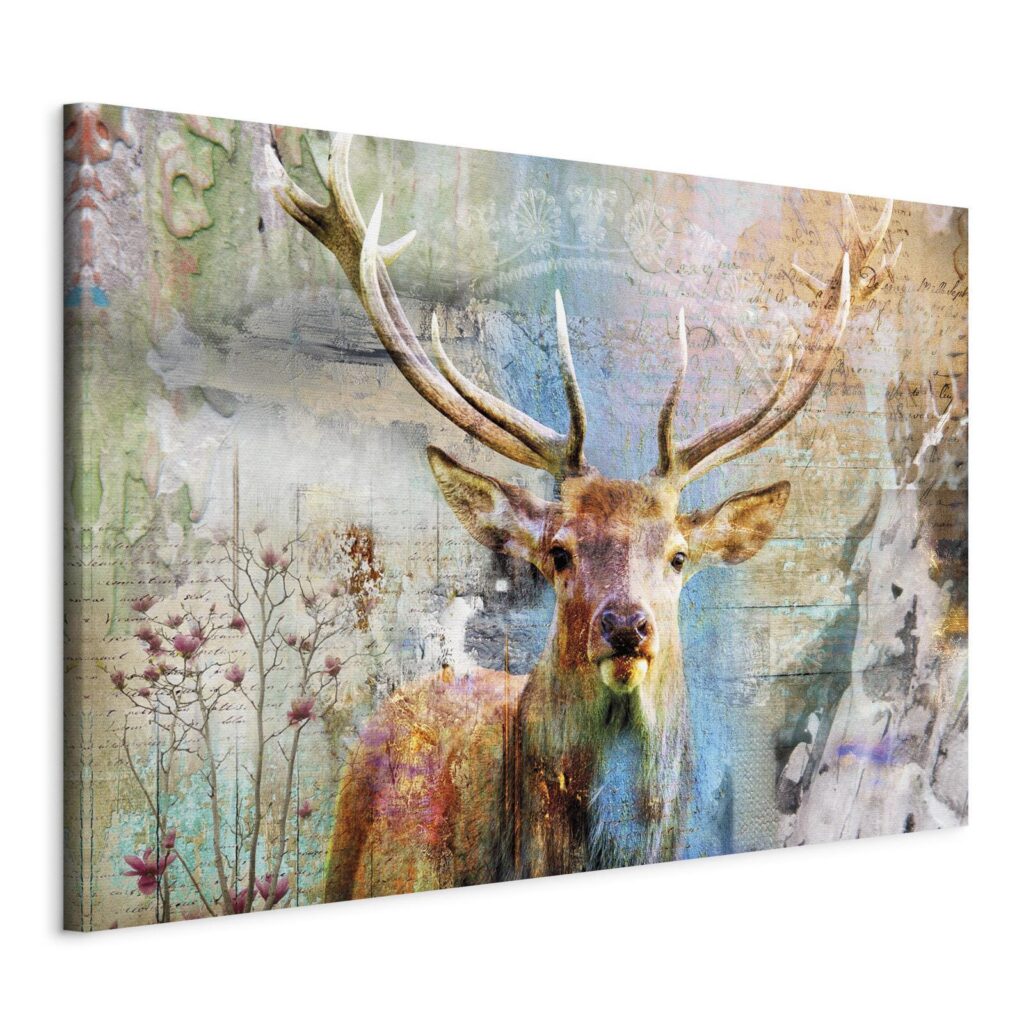 Schilderij - Deer on Wood - Afbeelding 3
