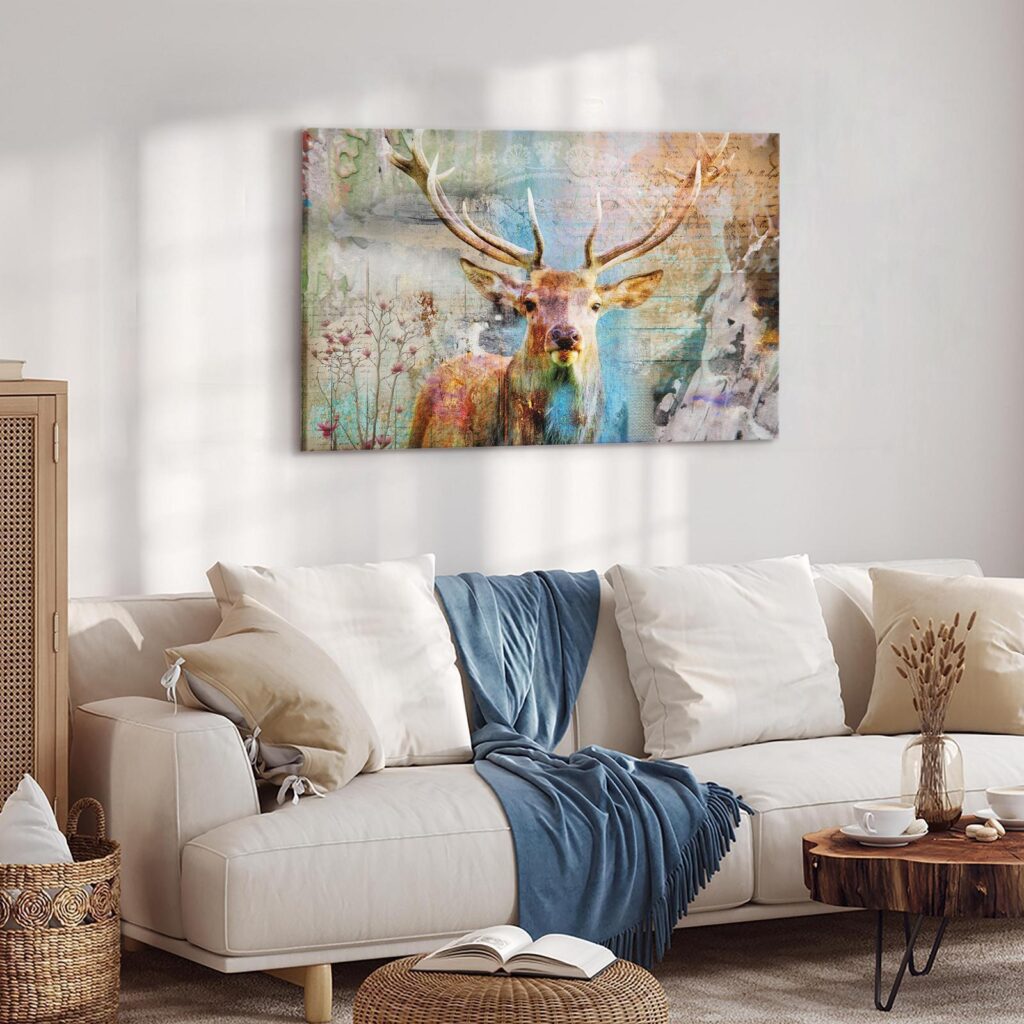 Schilderij - Deer on Wood - Afbeelding 5