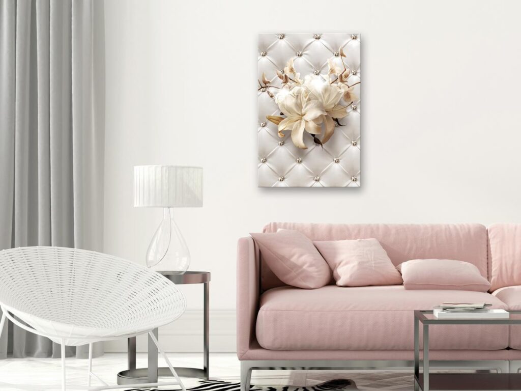 Schilderij - Diamond Lilies (1 Part) Vertical - Afbeelding 2