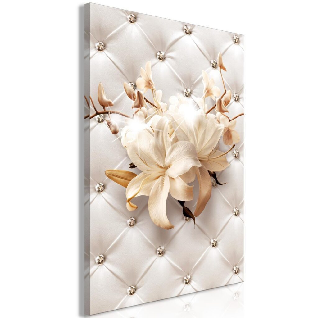 Schilderij - Diamond Lilies (1 Part) Vertical