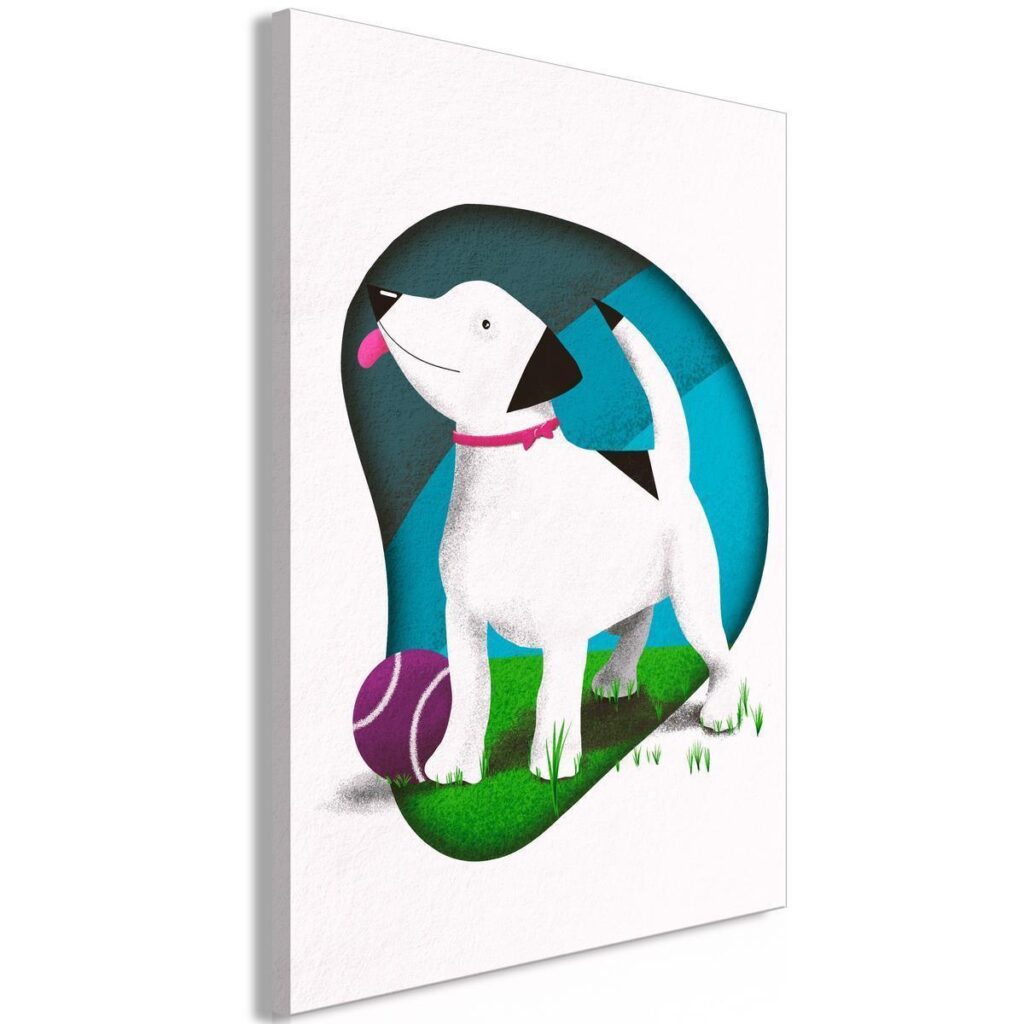 Schilderij - Dog and Ball (1 Part) Vertical - Afbeelding 2