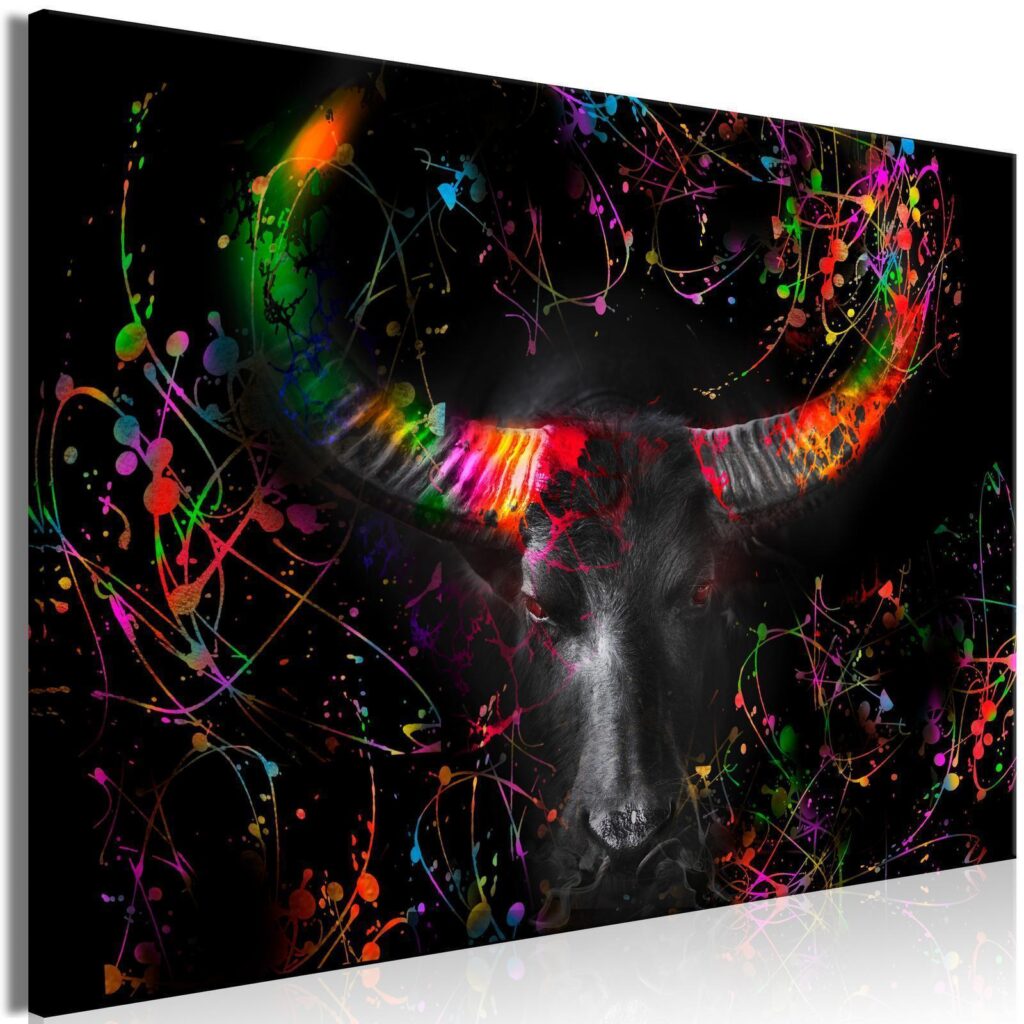 Schilderij - Enraged Bull (1 Part) Vertical - Second Variant - Afbeelding 2