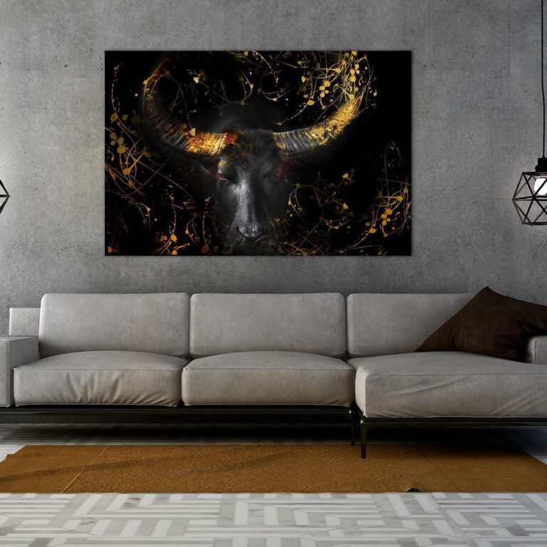 Schilderij - Enraged Bull (1 Part) Vertical - Third Variant