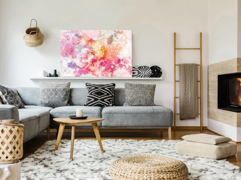 Schilderij - Explosion of Flowers (1 Part) Wide