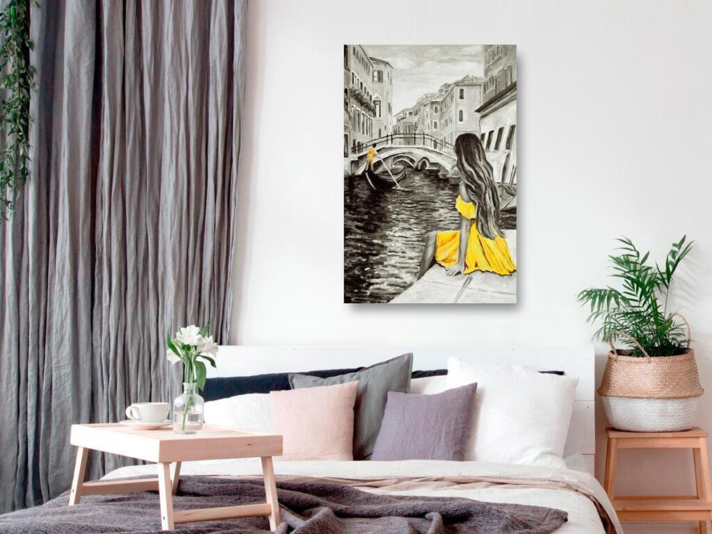 Schilderij - Far Dreams (1 Part) Vertical Yellow