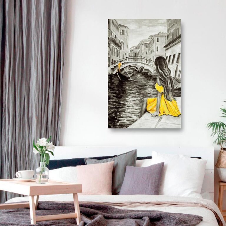 Schilderij - Far Dreams (1 Part) Vertical Yellow