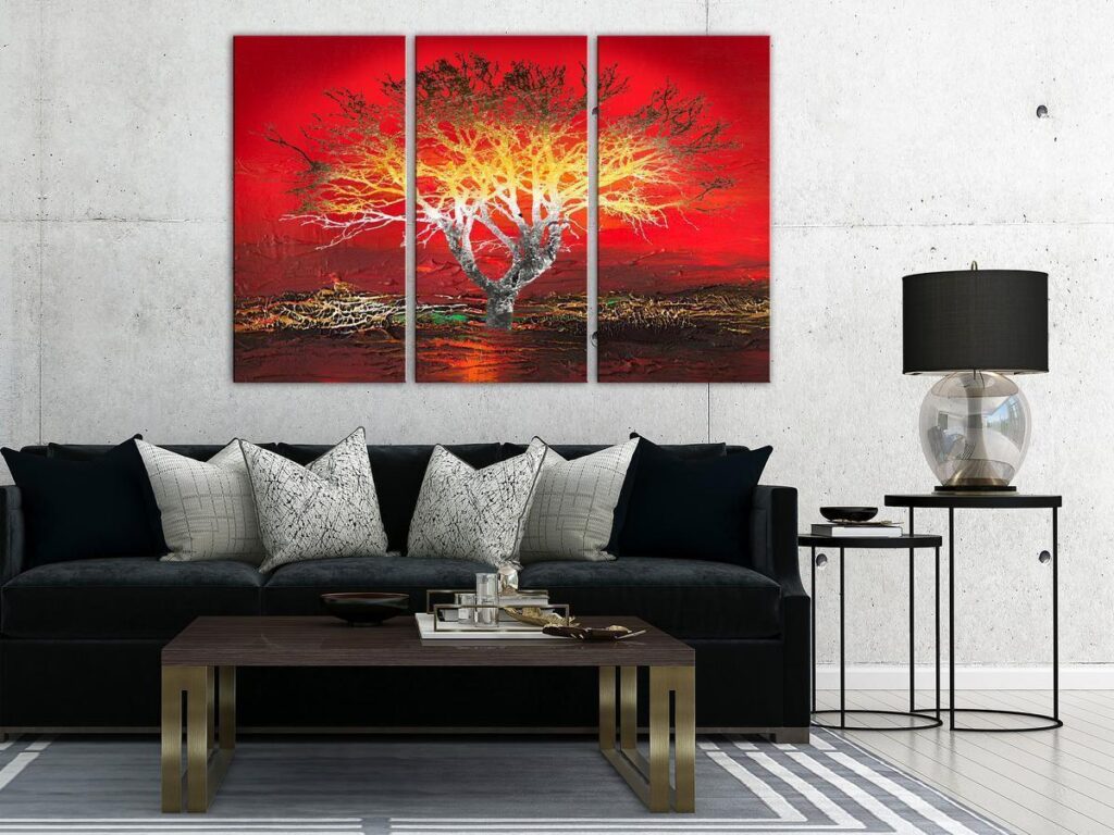 Schilderij - Fiery Sky (3 Parts) - Afbeelding 2