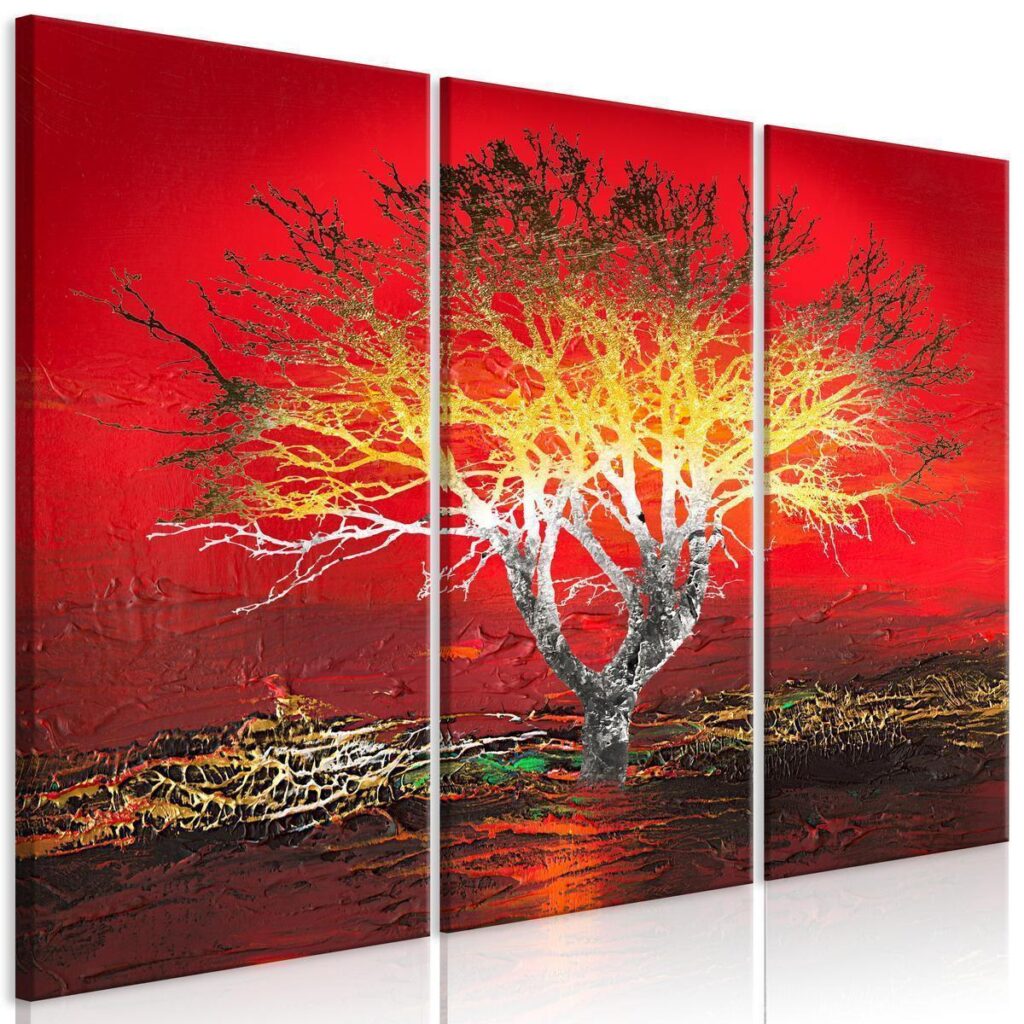 Schilderij - Fiery Sky (3 Parts)
