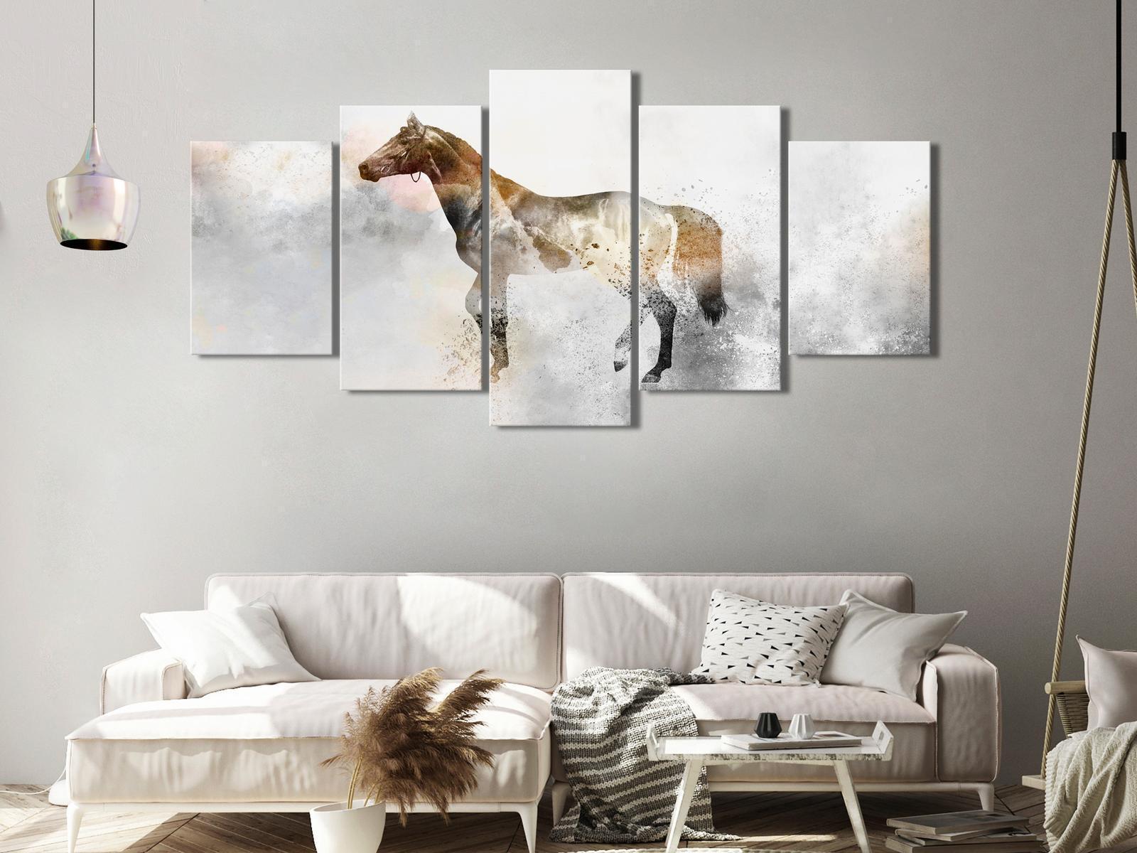Schilderij - Fiery Steed (5 Parts) Wide