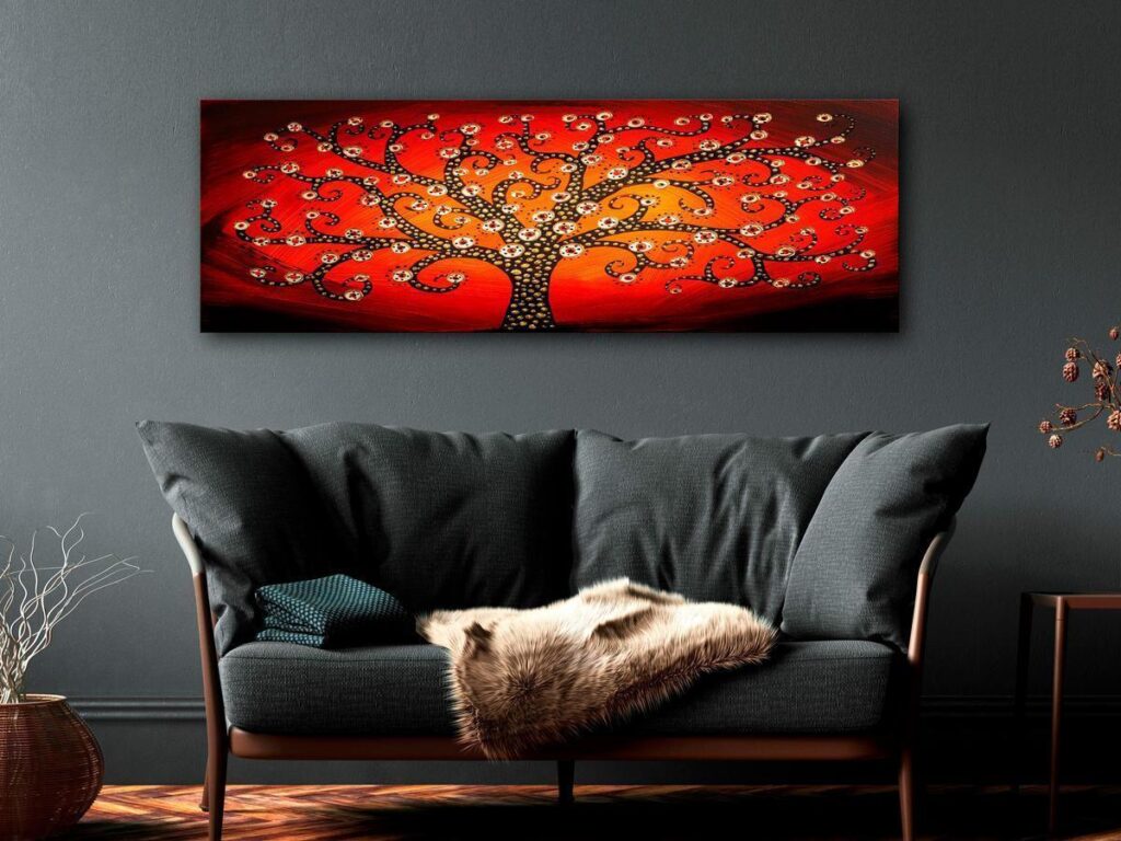 Schilderij - Fiery Tree (1 Part) Narrow - Afbeelding 2
