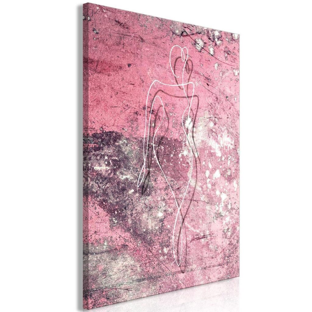 Schilderij - Figure on Pink Background (1-part) - Female Silhouette in Marble - Afbeelding 2