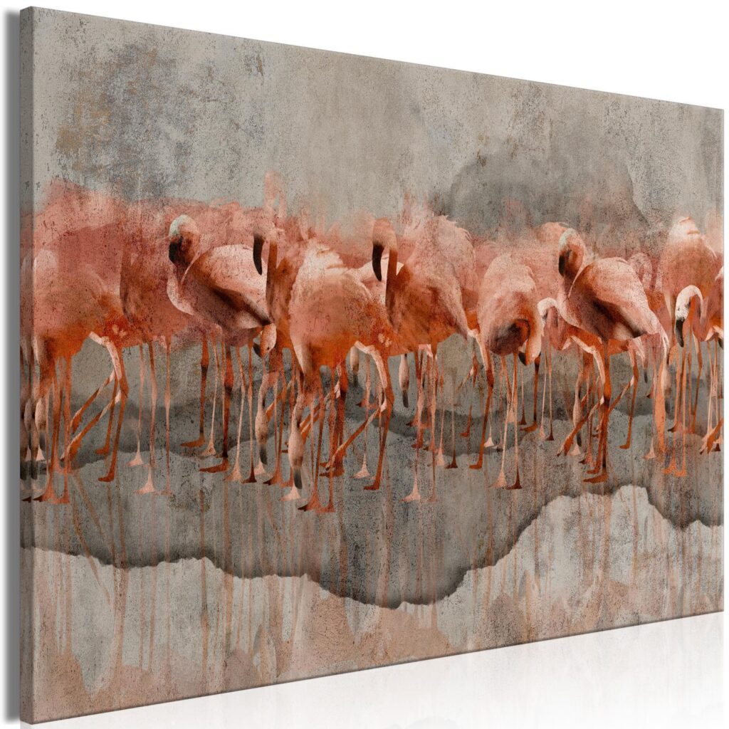 Schilderij - Flamingo Lake (1 Part) Wide - Afbeelding 2