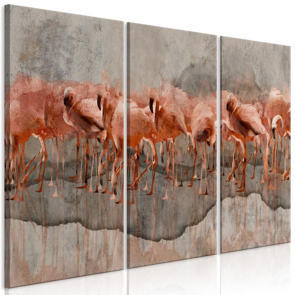 Schilderij - Flamingo Lake (3 Parts) - Afbeelding 2