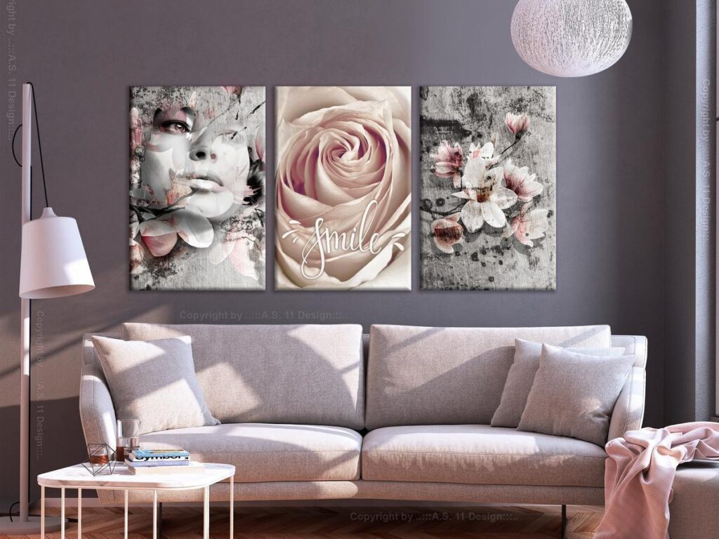 Schilderij - Floral Smile (3 Parts) - Afbeelding 2