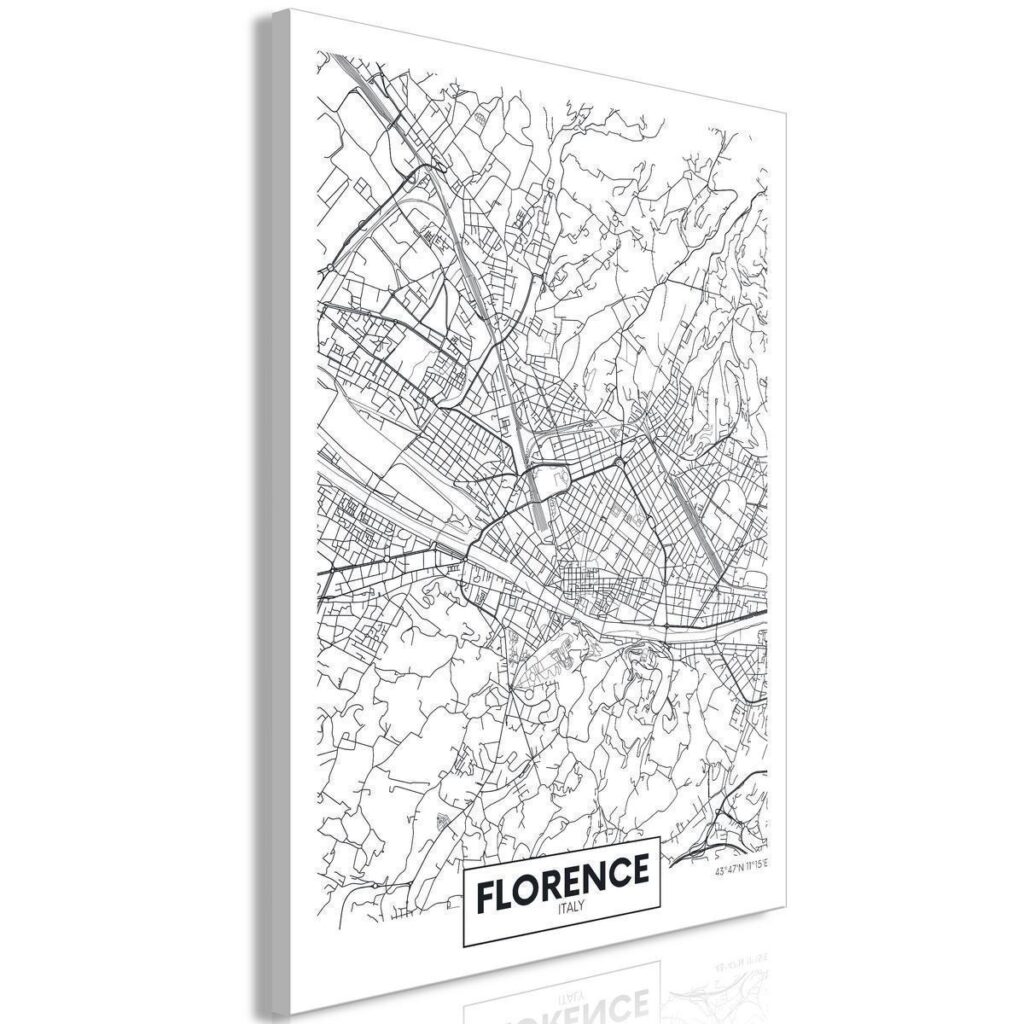 Schilderij - Florence Map (1 Part) Vertical - Afbeelding 2
