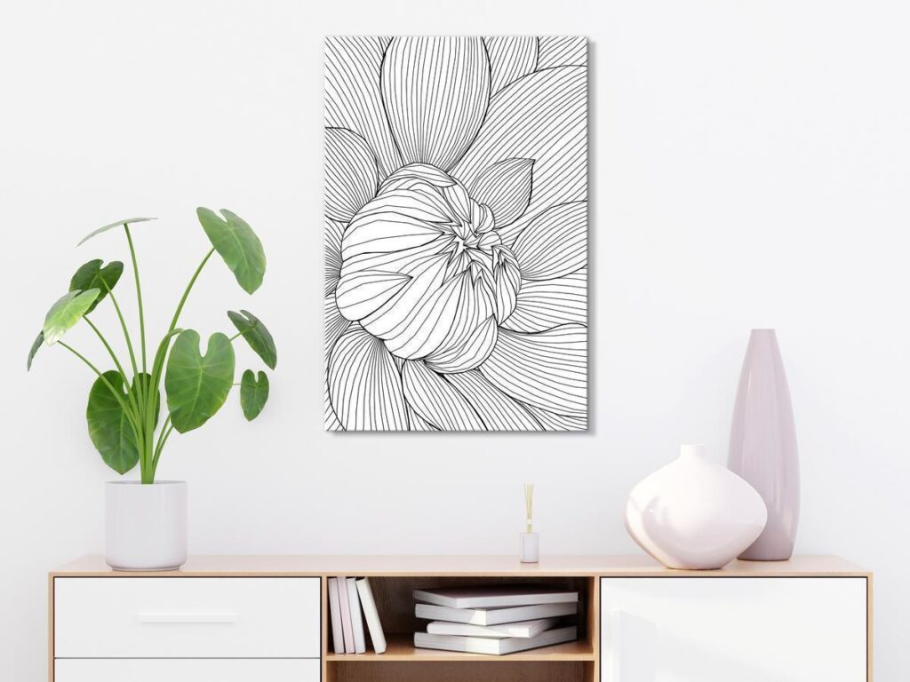 Schilderij - Flower Line (1 Part) Vertical