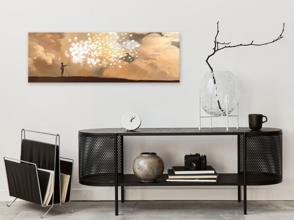 Schilderij - Fluttering Balloons (1 Part) Narrow