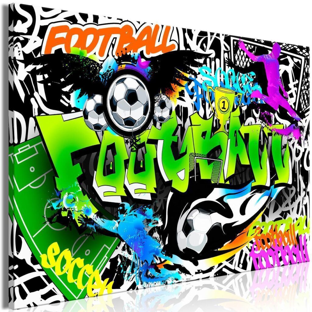 Schilderij - Football Graffiti (1 Part) Wide - Afbeelding 2