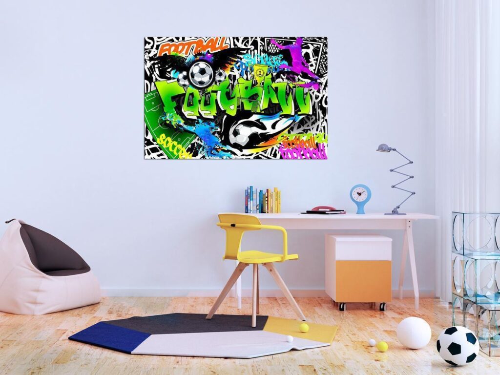 Schilderij - Football Graffiti (1 Part) Wide
