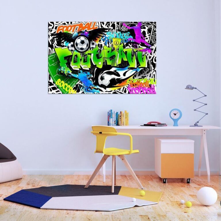 Schilderij - Football Graffiti (1 Part) Wide