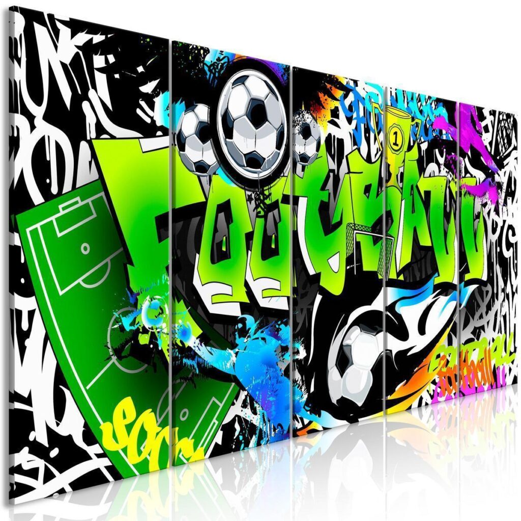 Schilderij - Football Graffiti (5 Parts) Narrow - Afbeelding 2