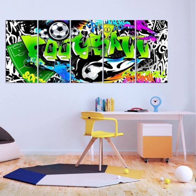 Schilderij - Football Graffiti (5 Parts) Narrow