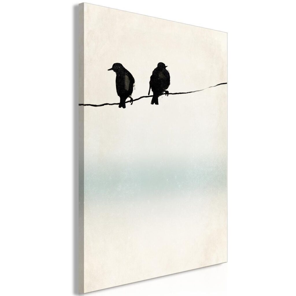 Schilderij - Frozen Sparrows (1 Part) Vertical - Afbeelding 2