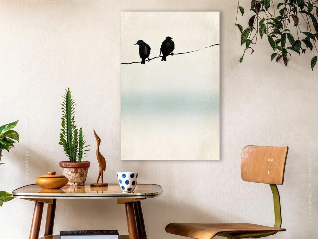 Schilderij - Frozen Sparrows (1 Part) Vertical