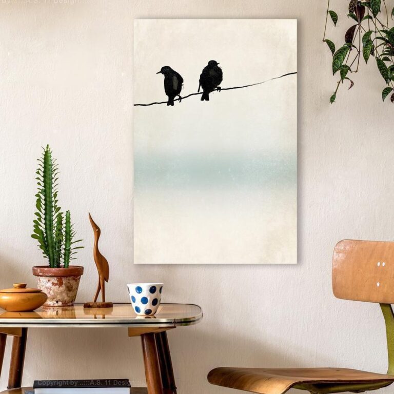 Schilderij - Frozen Sparrows (1 Part) Vertical