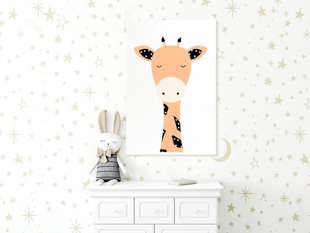 Schilderij - Funny Giraffe (1 Part) Vertical