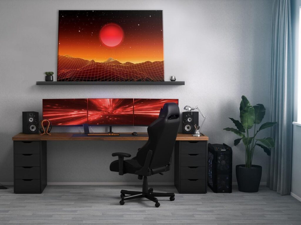 Schilderij - Futuristic landscape (1 Part) Wide