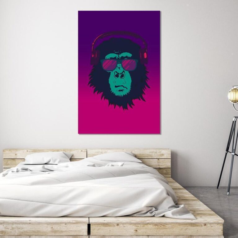 Schilderij - Gansta Chimp (1 Part) Vertical