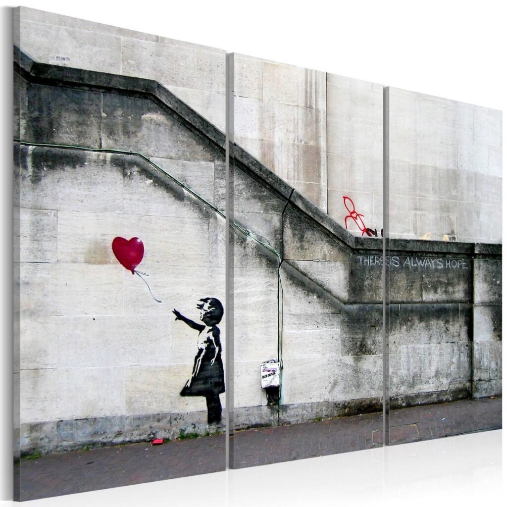 Schilderij - Girl With a Balloon by Banksy - Afbeelding 2