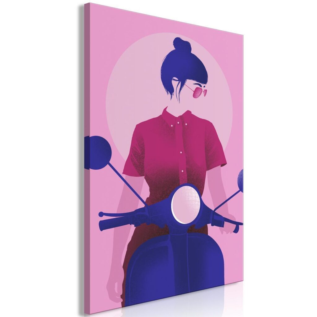 Schilderij - Girl on Scooter (1 Part) Vertical - Afbeelding 2