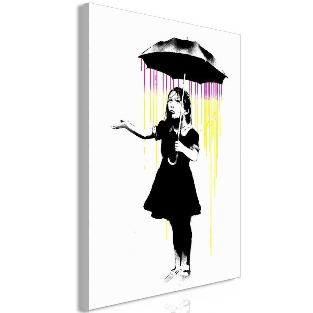 Schilderij - Girl with Umbrella (1 Part) Vertical - Afbeelding 2