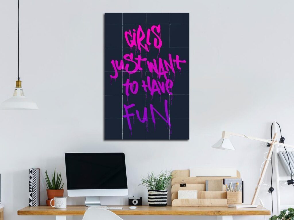 Schilderij - Girls Just Want to Have Fun (1 Part) Vertical