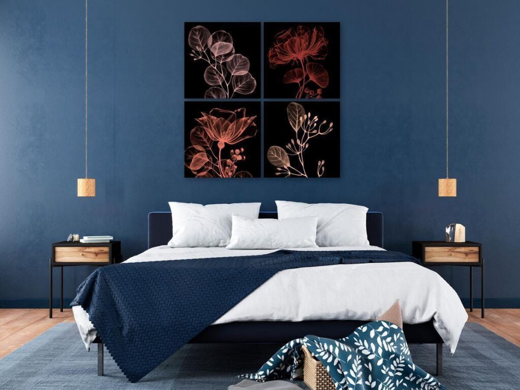 Schilderij - Glowing Flowers (4 Parts)