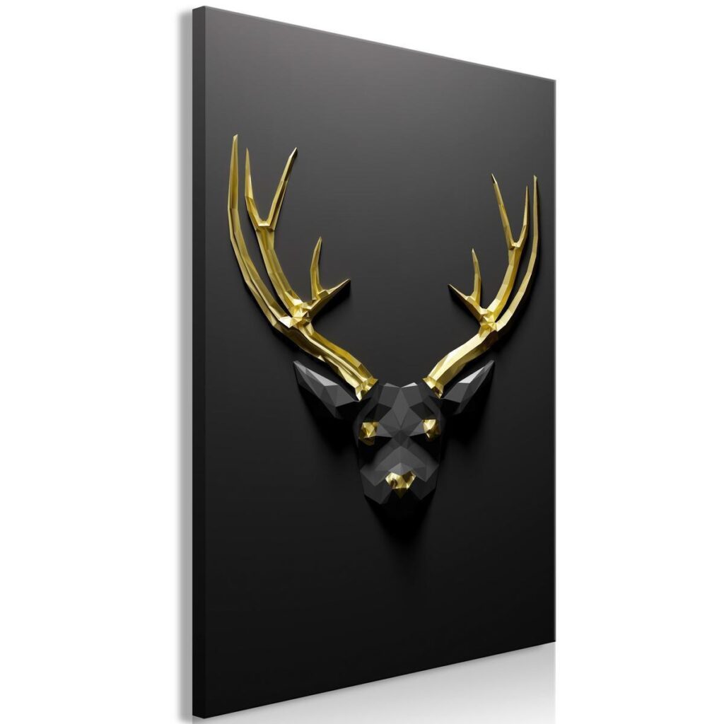 Schilderij - Golden Antlers (1 Part) Vertical - Afbeelding 2