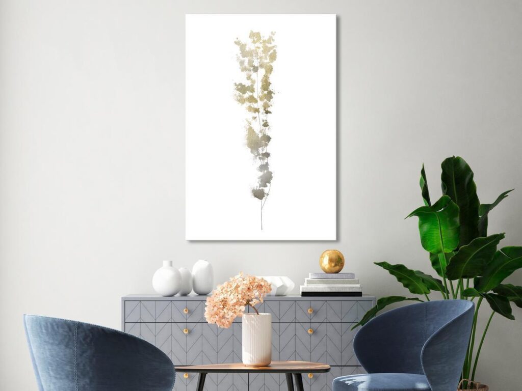 Schilderij - Golden Branch (1 Part) Vertical