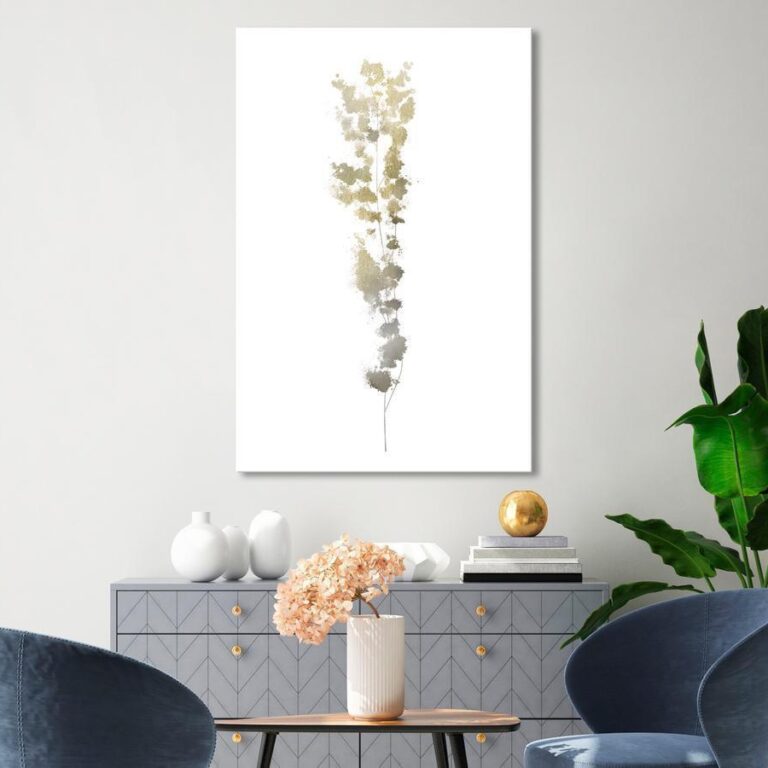 Schilderij - Golden Branch (1 Part) Vertical