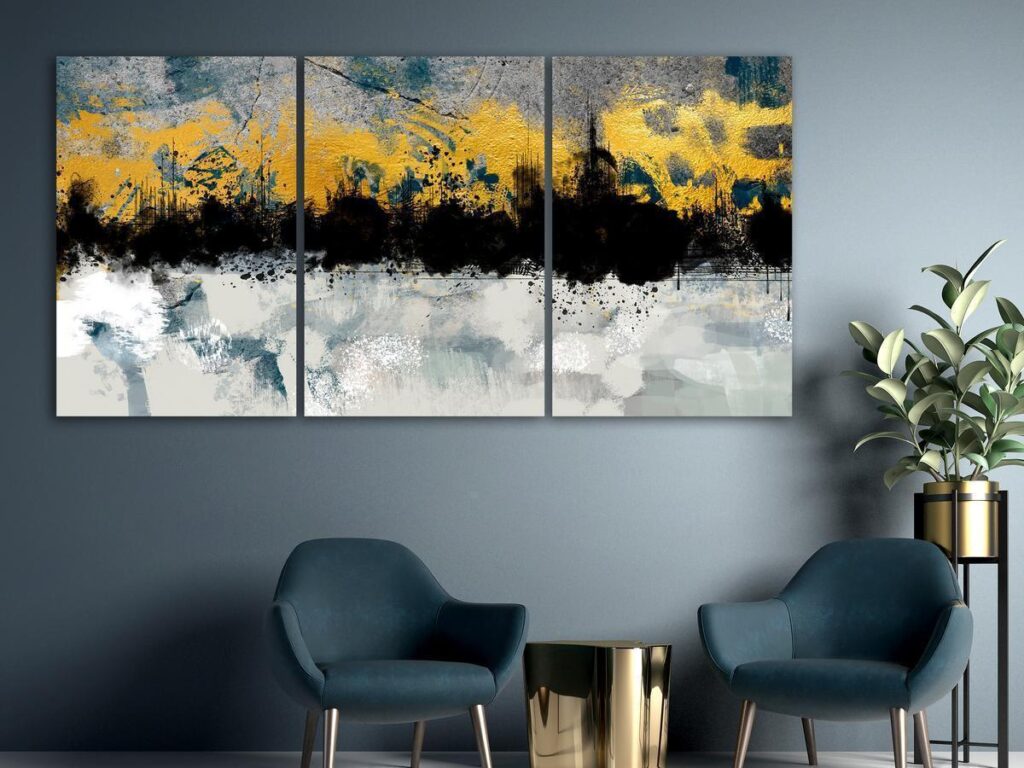 Schilderij - Golden Clouds (3 Parts)