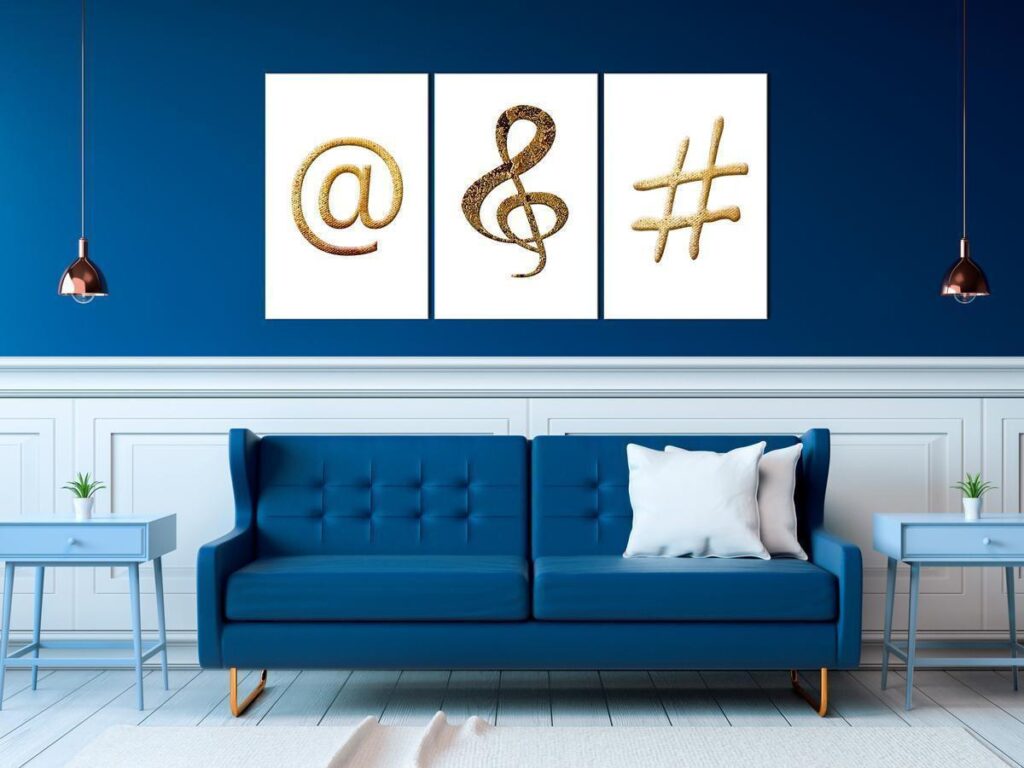 Schilderij - Golden Signs (3 Parts) - Afbeelding 2