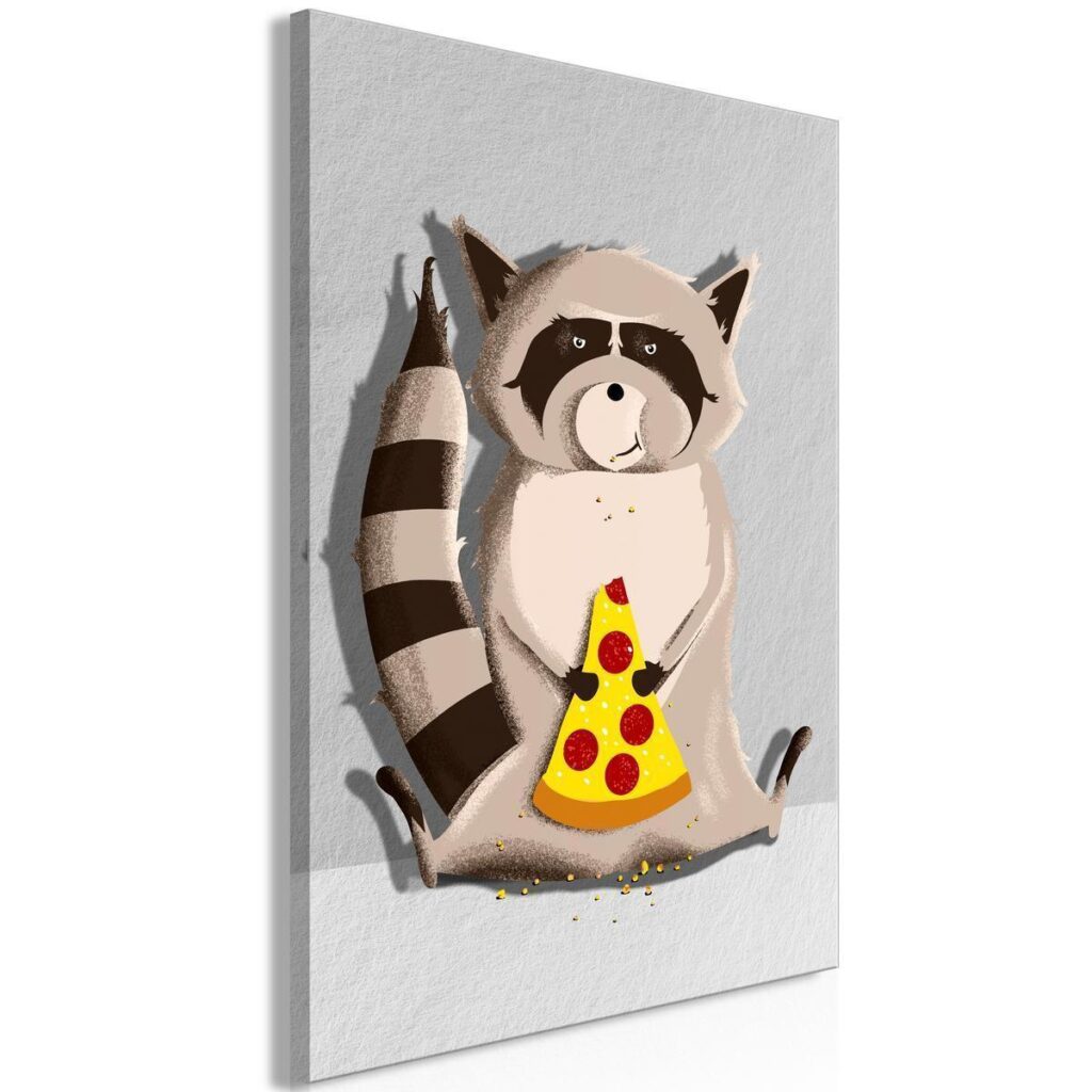 Schilderij - Gourmand Raccoon (1 Part) Vertical - Afbeelding 2