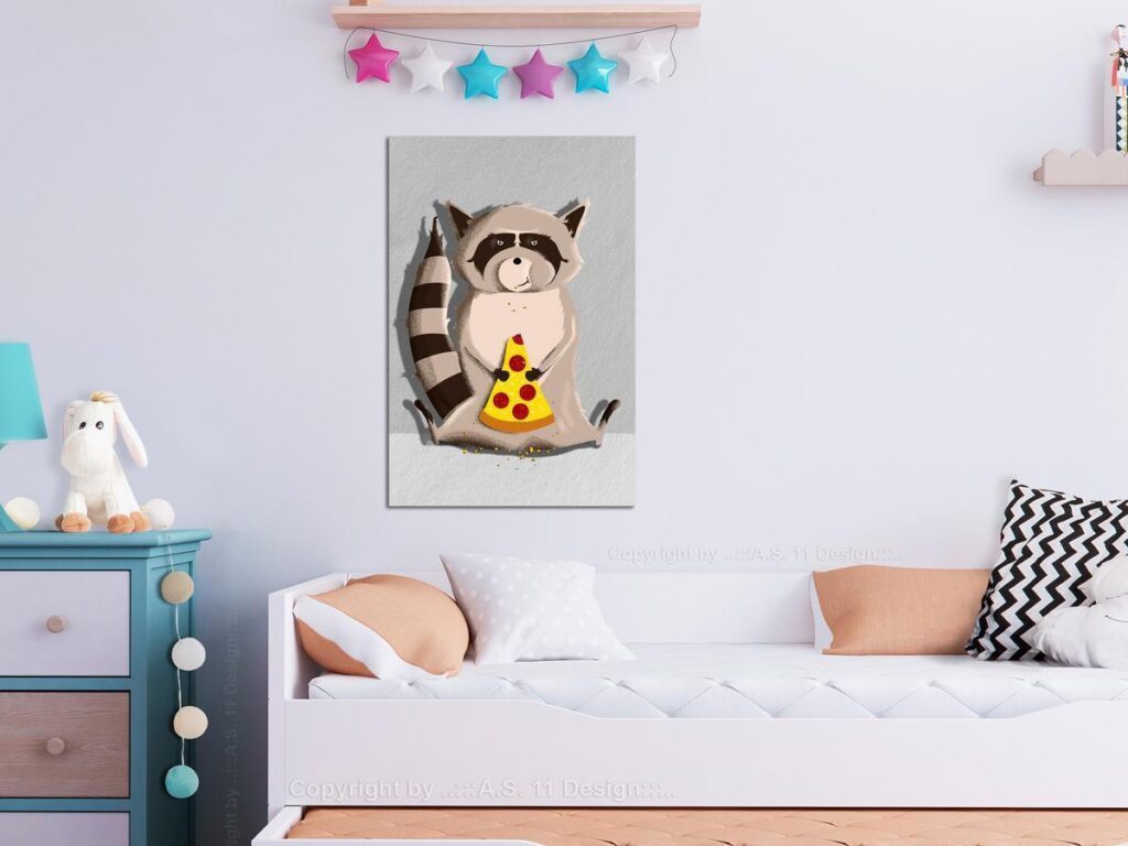 Schilderij - Gourmand Raccoon (1 Part) Vertical