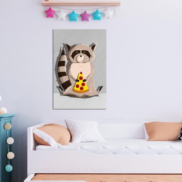 Schilderij - Gourmand Raccoon (1 Part) Vertical
