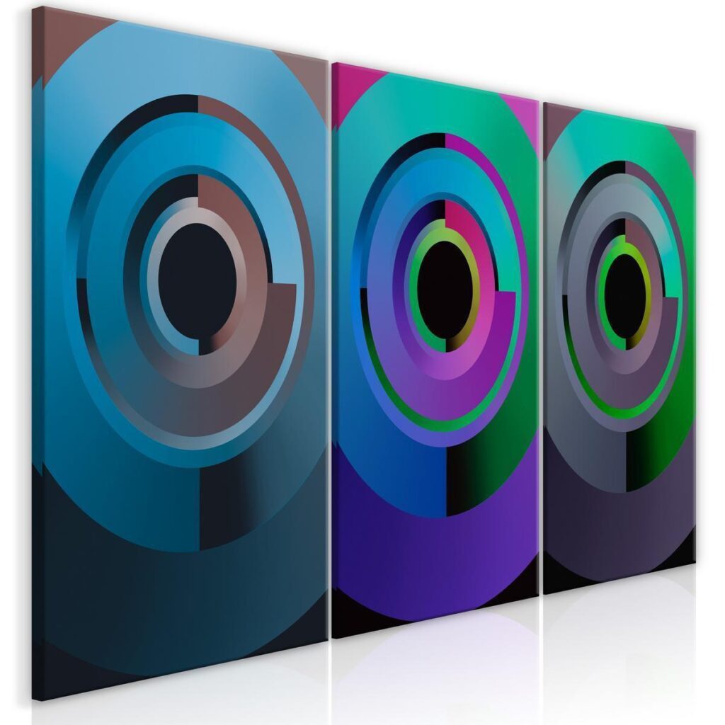 Schilderij - Gradient Circles (3 Parts) - Afbeelding 2