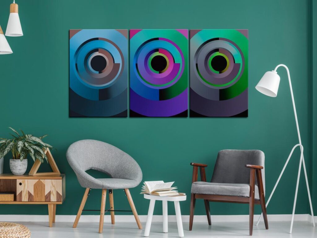 Schilderij - Gradient Circles (3 Parts)