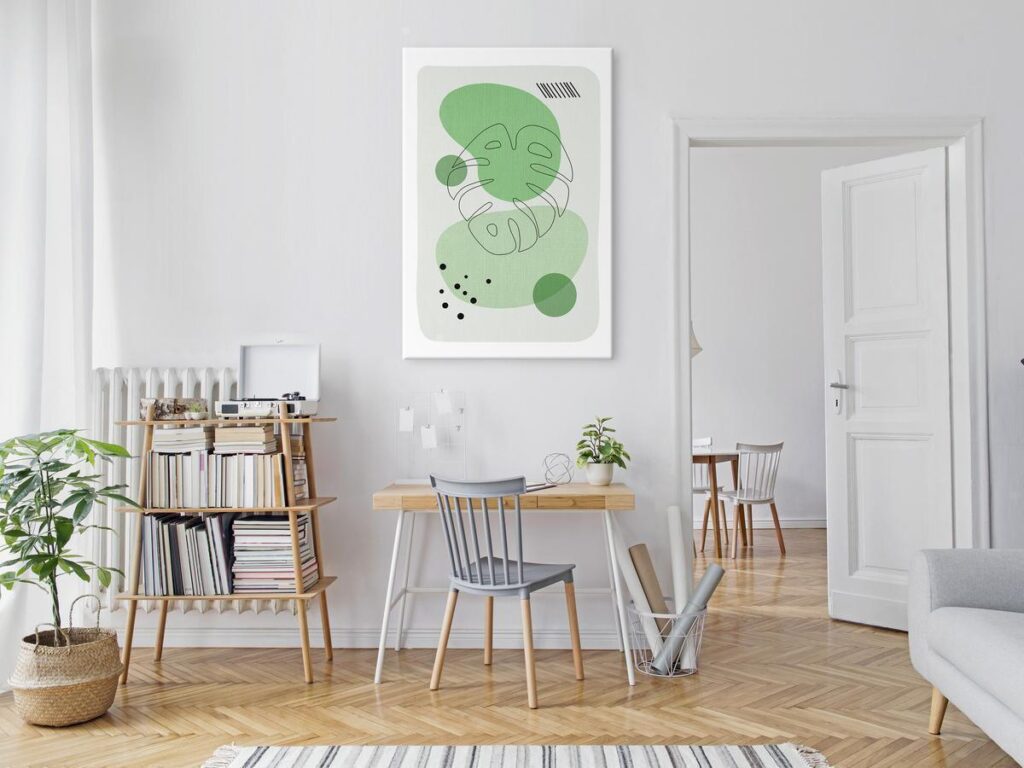 Schilderij - Green Aesthetics of Monstera (1 Part) Vertical - Afbeelding 2